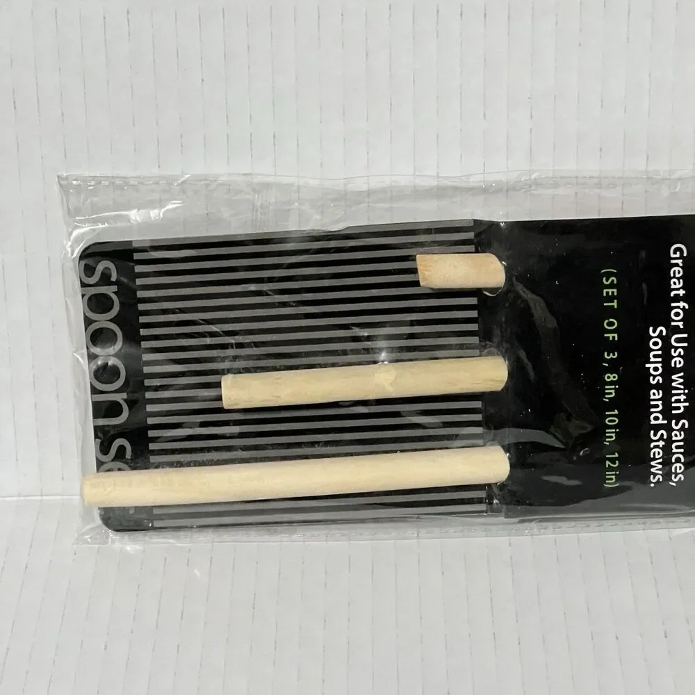 Cook's Kitchen Wood Spoon Set of 3 Natural Cooking Mixing Utensils 8